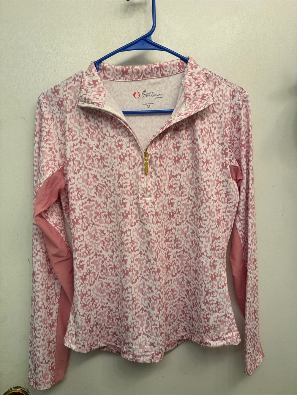 Women's Pink Patterned Quarter-Zip Pullover